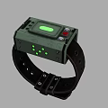 Vintage Green Electronic Wrist Device With Black Leather Strap And Digital Display Buttons