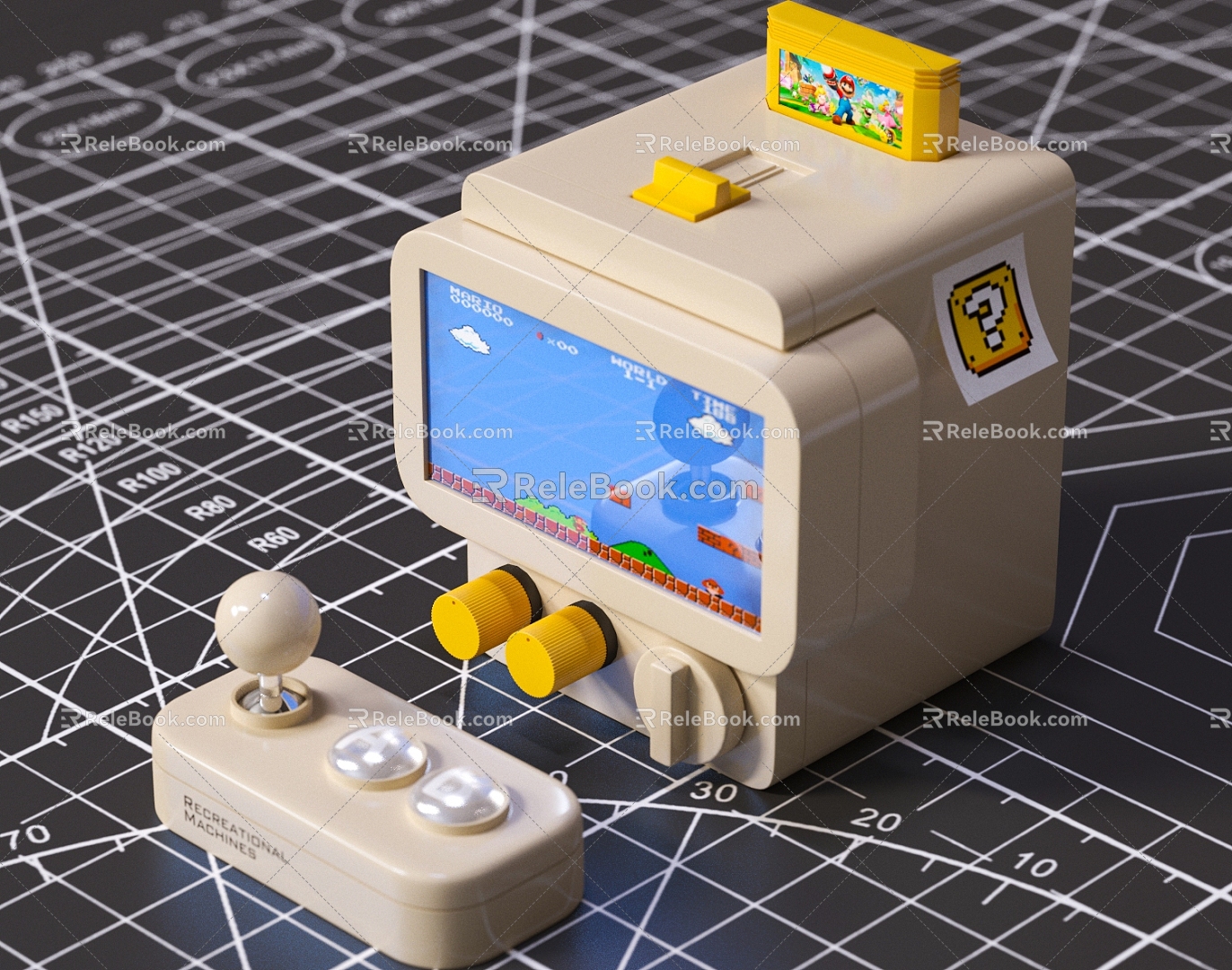 Game machine Nintendo Mario retro game machine vintage game machine toy handle 3d model