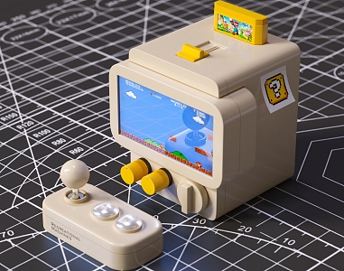 Game machine Nintendo Mario retro game machine vintage game machine toy handle 3d model