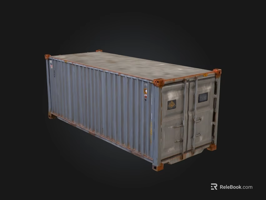 Shipping Container Building Single Gray Rusted Metal Unit Design Structure 3d model 