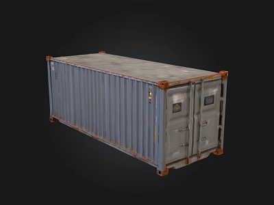 Shipping Container Building Single Gray Rusted Metal Unit Design Structure 3d model