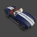 Blue Classic Convertible Sports Car With White Racing Stripes And Retro Design