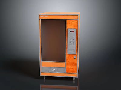 Orange Vending Machine With Transparent Front Panel Model J2300 And Display Screen 3d model