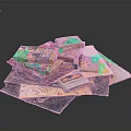 Colorful Stacked Daily Necessities Featuring Various Packages Cards And Assorted Wrappers