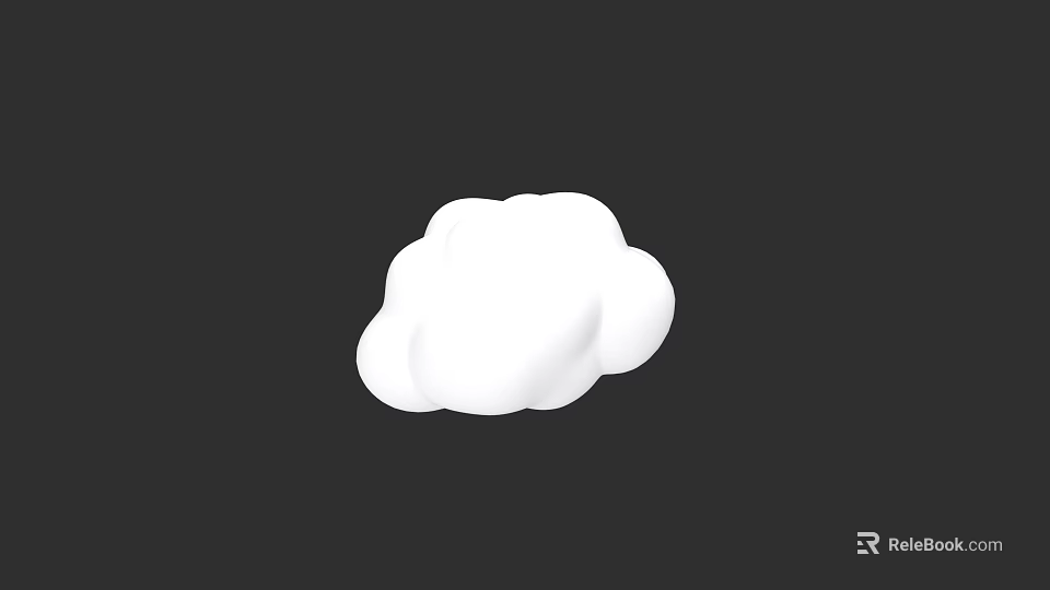 Minimalist White Plant Painting with Cloud Like Shape on Black Background 3d model 