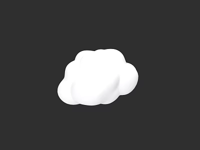Minimalist White Plant Painting with Cloud Like Shape on Black Background 3d model