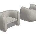 Modern Gray Fabric Single Sofa With Curved Armrest And Rounded Design 3d model