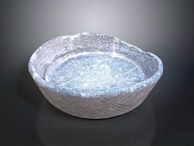 Elegant Handcrafted Stone Carving Bowl Sculpture With Intricate Surface Texture 3d model