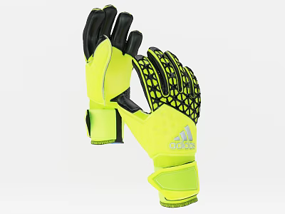 Adidas Goalkeeper Gloves With Bright Yellow Black Design Palm Grip And Wrist Strap 3d model