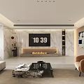 Modern Living Dining Room Interior With Comfortable Sofa Area Rug Floor Lamp Artwork And Plant