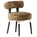 Stylish Dining Chair With Brown Velvet Upholstery Animal Print Pattern And Black Gold Legs