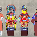 Traditional Chinese Opera Themed Game Film Characters With Colorful Costumes And Intricate Headpieces