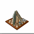 Intricate Chessboard Set With Animal Figurines On Wooden Base And Detailed Patterns