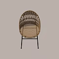Stylish Rattan Single Chair With Woven Design And Black Metal Legs