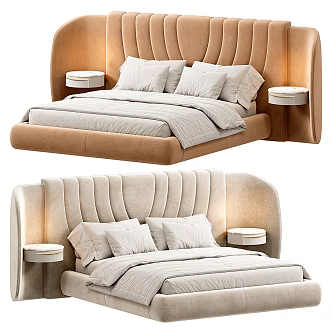 Modern Light Luxury Double Bed Collection 3d model