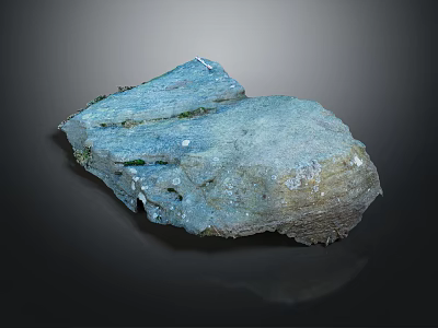 Natural Blue Stone Raw Block With Textured Surface And Green Natural Accents 3d model
