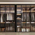 Modern Glass Door Wardrobe Interior With Hanging Clothes Storage Boxes And Shelves
