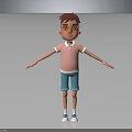 3D Boy Character Model Wearing Pink Polo Shirt Blue Shorts And White Sneakers