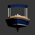 Leisure Open Boat With Blue Canopy Cream Hull And Comfortable Seats