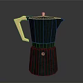 Elegant Black Moka Pot With Golden Handle For Home Daily Use