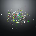 Colorful Small Hardware Tools And Parts Scattered On Black Background With Various Shapes And Sizes