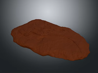 Red Irregular Shaped Rock With Dinosaur Footprint Track Impressions On Surface 3d model
