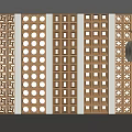 Decorative Wooden Partitions With Various Geometric Patterns For Interior Design 3d model