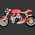 Red Motorcycle With White Seat Gold Wheels And Gray Background Reflection 3d model
