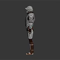 Futuristic Sci Fi Character In Silver And Brown Metallic Armor Design