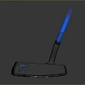 Modern Black Golf Putter With Blue Grip And Brand Logo Design