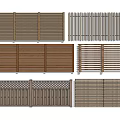 Wooden Fences With Slatted Designs Various Styles Decorative Patterns And Different Structures 3d model