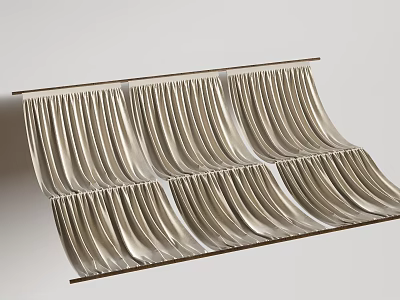 Modern Wavy Metallic Ceiling Design With Curved Panels And Sleek Structure 3d model