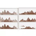 Modern Mountain Shaped Wall Art With Multiple Frames And Earth Tones 3d model