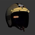 Vintage Motorcycle Helmet Featuring Gold Brown Shell And Black Inner Lining