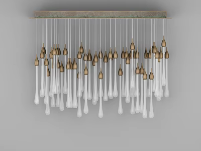 Modern Chandelier Design With Glass Water Drop Pendants And Golden Accents 3d model