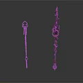 Intricately Designed Magical Staff Weapons With Ornate Carvings And Decorative Tips