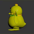Cartoon Penguin Character With Yellow Eyebrows Orange Top Decoration Scarf Pink Cheeks And Orange Feet