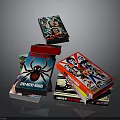 Stacked Colorful Comic Books With Spider Man And Superhero Covers