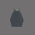 Cute Totoro Stuffed Toy with Gray Body White Belly Green Horns Whiskers and Big Eyes