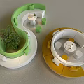 Green and Yellow Unique-shaped Sofa Seating Area with Small Tables Modern Design