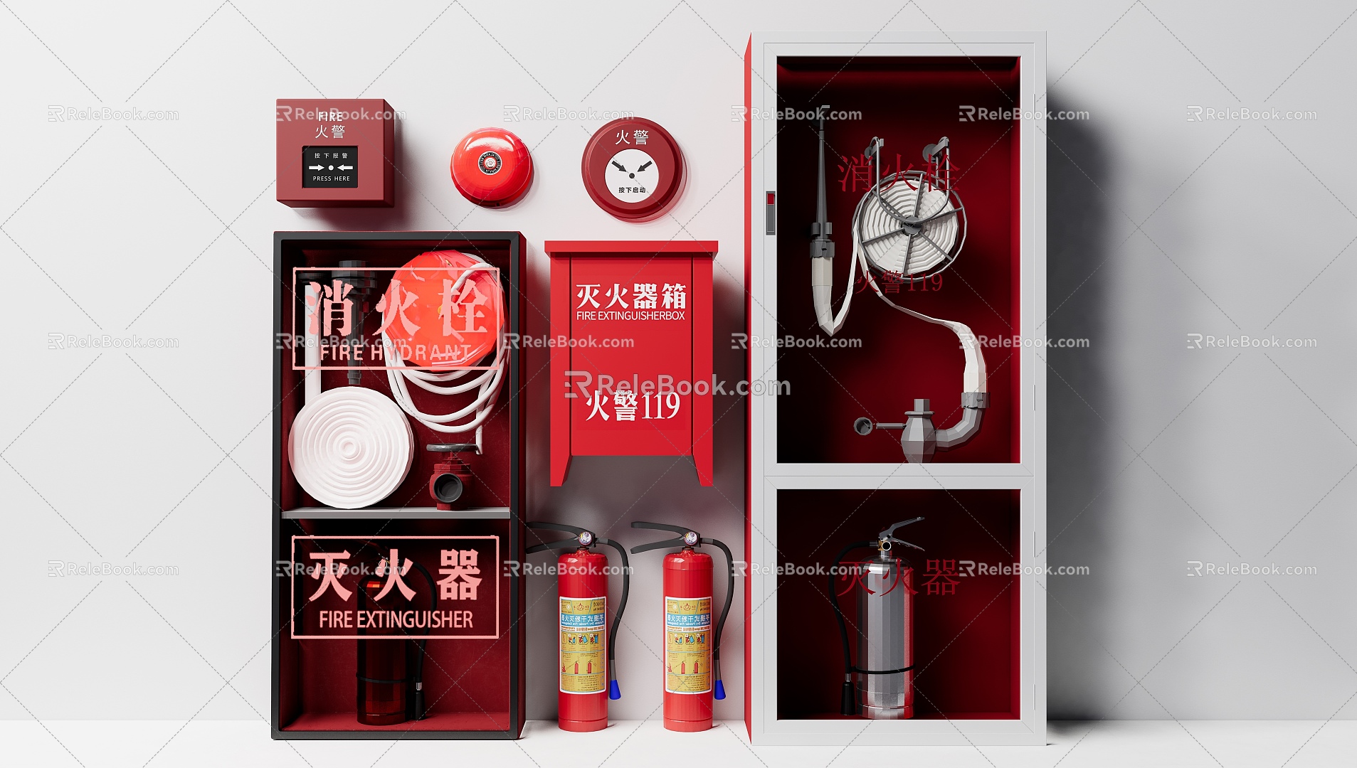 Fire Hydrant Fire Equipment Fire Extinguisher 3d model