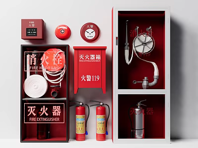 Public Fire Safety Facilities Including Hydrant Extinguishers Hose Reels And Alarm Devices 3d model