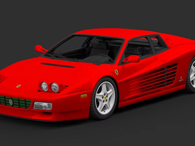 Red Ferrari Sports Car With Sleek Design And Classic Body Features 3d model
