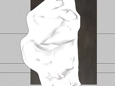 White Textured Wall Decor With Modern Folded Design On Gray Background 3d model