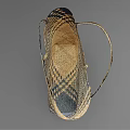 Woven Handbag With Crossed Handles Geometric Patterns And Natural Woven Texture