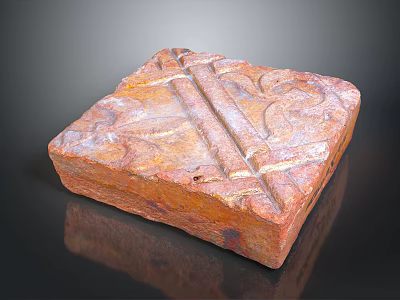 Red Brown Carved Decorative Brick With Intricate Patterns And Textured Surface 3d model