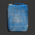 Worn Blue Plastic Water Storage Container With Blue Handle And White Lid 3d model