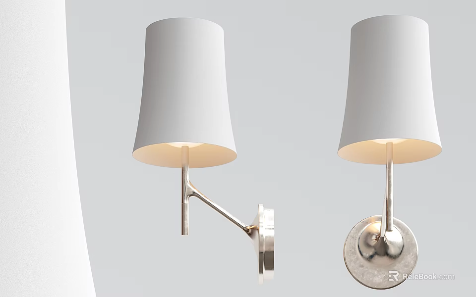 Modern Minimalist Wall Sconces With White Shade And Adjustable Metal Arm Design 3d model 