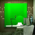 Modern Public Office Space Interior With Geometric Wall Workstations And Pendant Lights 3d model