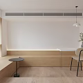 Modern Apartment Interior With Staircase White Door Wooden Floor Bench And Hanging Lamp